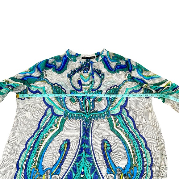 Chico’s Black Label Multicolor Geometric Print Semi Sheer Blouse Size 1 Small - Picture 7 of 11